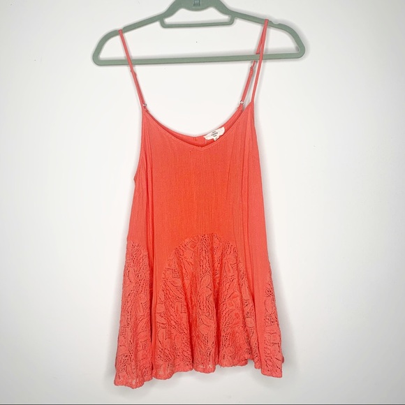 Entro Tops - Entro Pink Lace Bottom Tank Top Tunic Shirt L